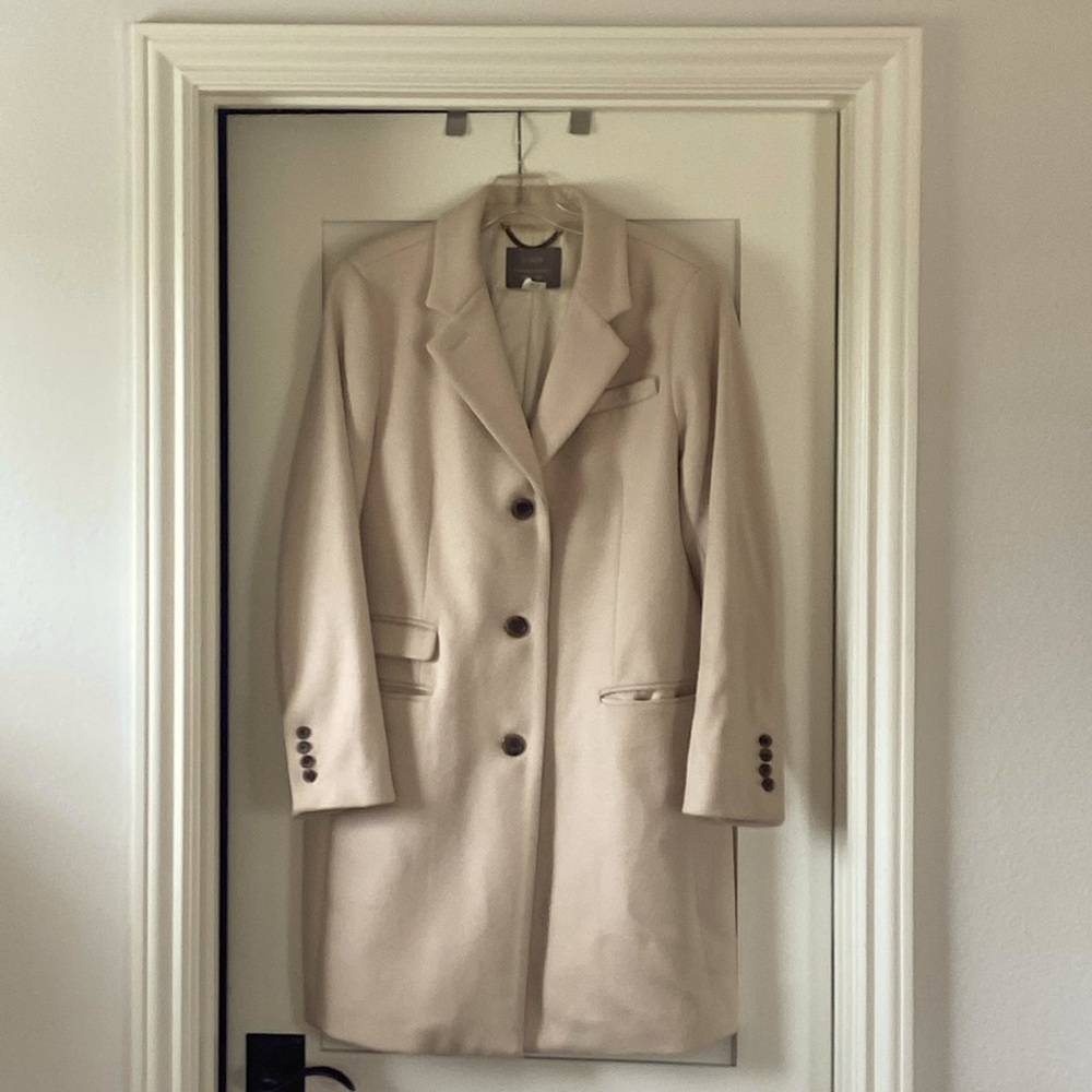 J. Crew Peacoat wool by Nello Gori coat size 14 beige oatmeal light taupe